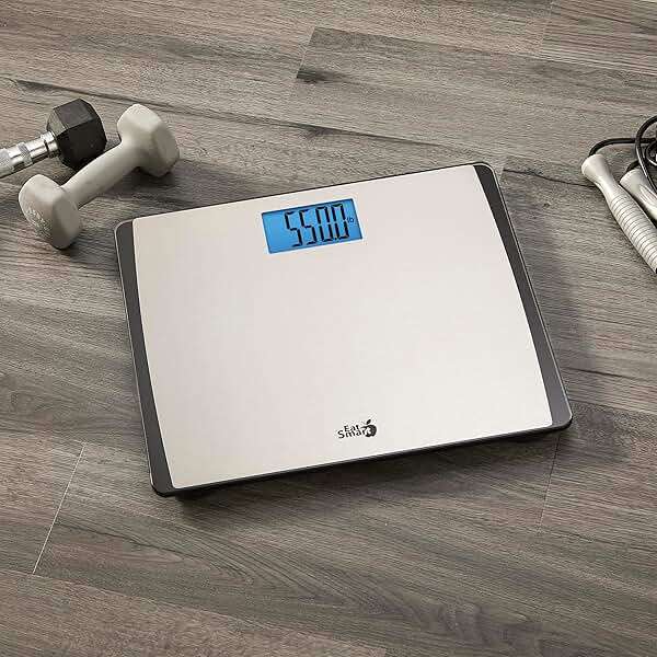 Eat Smart Precision 550 Pound Extra-High Capacity Digital Bathroom Scale, Extra-Wide Platform, Stainless Steel Body Weight Scale with Step-On Tech, Silver - Image 5