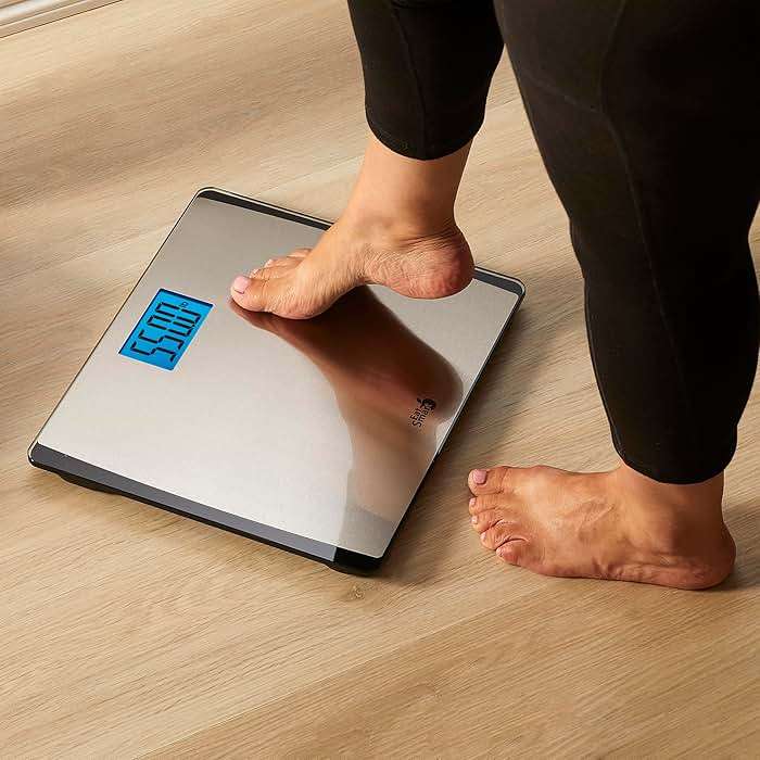 Eat Smart Precision 550 Pound Extra-High Capacity Digital Bathroom Scale, Extra-Wide Platform, Stainless Steel Body Weight Scale with Step-On Tech, Silver - Image 6