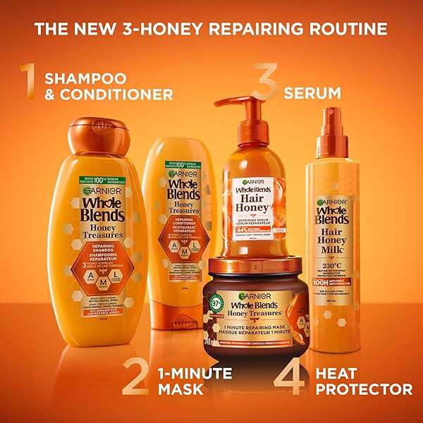 Garnier Whole Blends Repairing Shampoo Honey Treasures, For Damaged Hair, 22 Fl Oz (Pack of 1) - Image 5