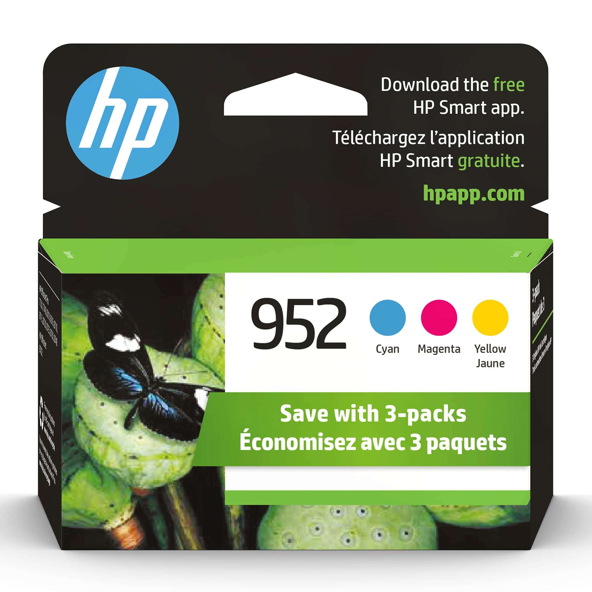 HP 952 Cyan, Magenta, Yellow Ink Cartridges (3-Pack) | Works with Printer Series: OfficeJet 8702, OfficeJet Pro 7720, 7740, 8210, 8710, 8720, 8730, 8740 | Eligible for Instant Ink | N9K27AN - Image 1