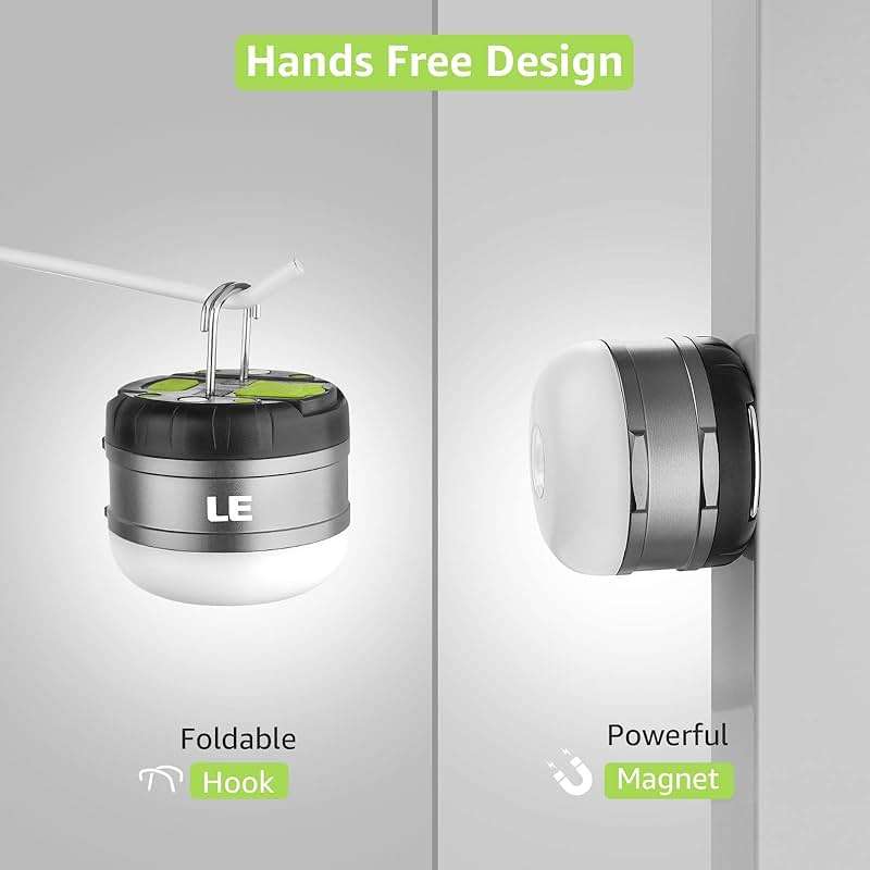 LE LED Camping Lantern Rechargeable, 410LM, 5 Light Modes, Power Bank, Waterproof, Mini Flashlight with Magnetic Base for Hurricane Emergency, Outdoor, Hiking, Home and Car - Image 4
