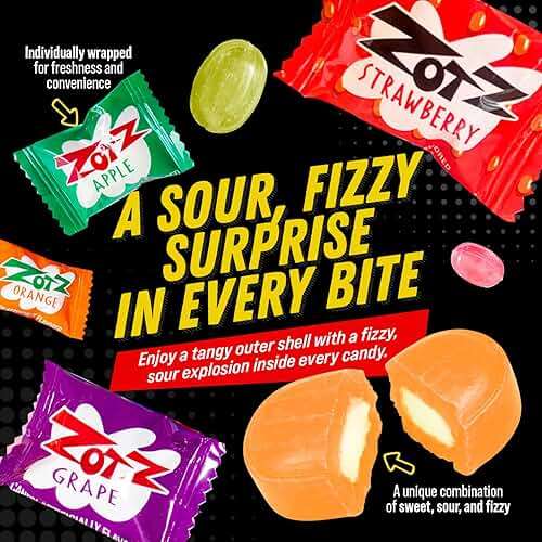 Zotz Fizzy Candy Bag, Assorted Flavors, 100 Count Bag - Image 4