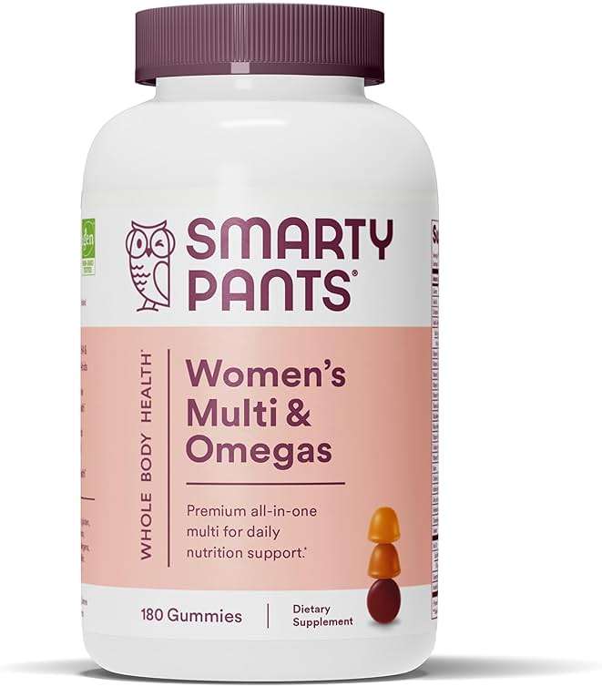 SmartyPants Women's Multivitamin Gummies: Omega 3 Fish Oil (EPA/DHA), Methylfolate, CoQ10, Vitamin D3, C, Vitamin B12, B6, A, K & Zinc, Inositol, Gluten Free, 180 Count (30 Day Supply) - Image 1