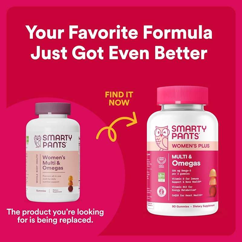 SmartyPants Women's Multivitamin Gummies: Omega 3 Fish Oil (EPA/DHA), Methylfolate, CoQ10, Vitamin D3, C, Vitamin B12, B6, A, K & Zinc, Inositol, Gluten Free, 180 Count (30 Day Supply) - Image 2