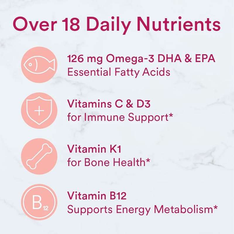 SmartyPants Women's Multivitamin Gummies: Omega 3 Fish Oil (EPA/DHA), Methylfolate, CoQ10, Vitamin D3, C, Vitamin B12, B6, A, K & Zinc, Inositol, Gluten Free, 180 Count (30 Day Supply) - Image 5