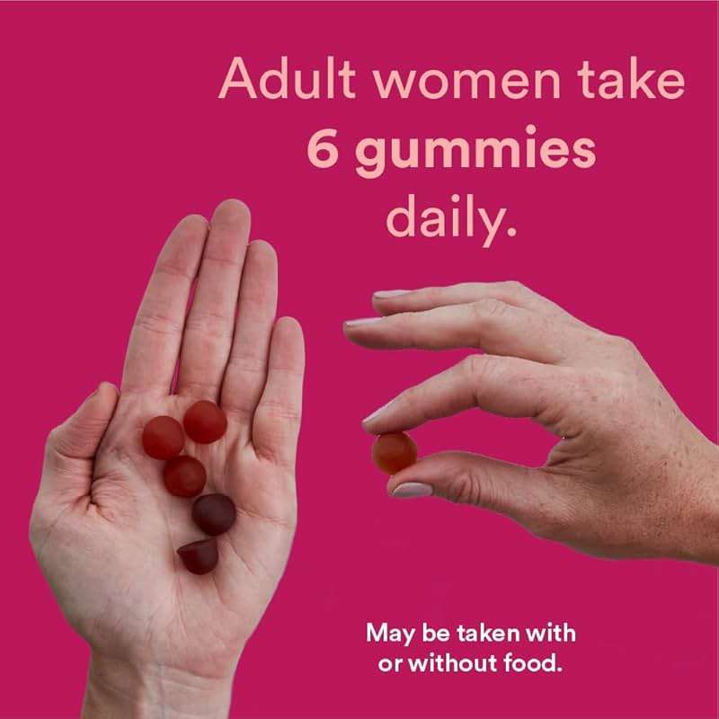 SmartyPants Women's Multivitamin Gummies: Omega 3 Fish Oil (EPA/DHA), Methylfolate, CoQ10, Vitamin D3, C, Vitamin B12, B6, A, K & Zinc, Inositol, Gluten Free, 180 Count (30 Day Supply) - Image 6