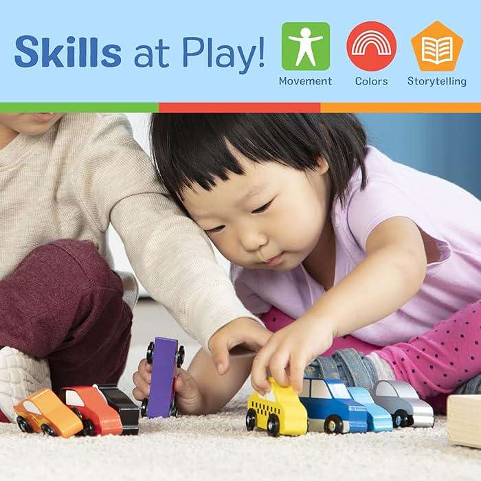 Melissa & Doug Wooden Cars Vehicle Set in Wooden Tray - Image 5