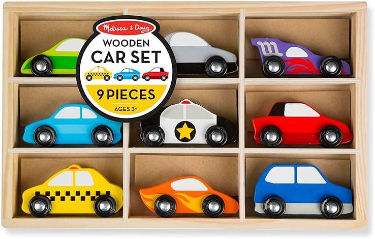Melissa & Doug Wooden Cars Vehicle Set in Wooden Tray - Image 6