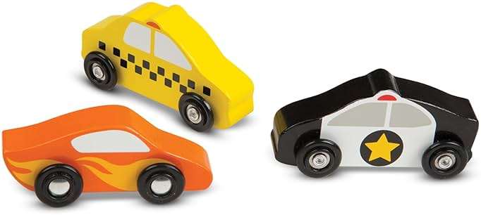 Melissa & Doug Wooden Cars Vehicle Set in Wooden Tray - Image 9
