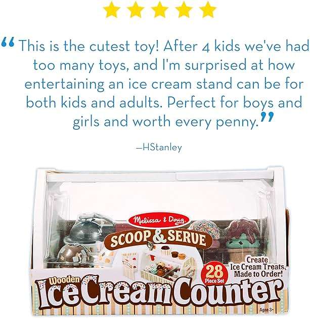 Melissa & Doug Wooden Scoop & Serve Ice Cream Counter, Pretend Play Store, 28 Toy Food & Play Kitchen Accessories, Preschool Toys for Girls & Boys 3+ - Image 5