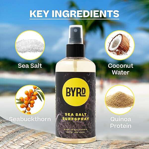 BYRD Hairdo Products Byrd Sea Salt Surfspray, Salty Coconut Scent, Texturizing and Volumizing Sea Salt Spray for Men for Hydrated, Shiny Surfer Hair, Safe for All Hair Types, 8 Fl Oz - Texture Spray - Image 3