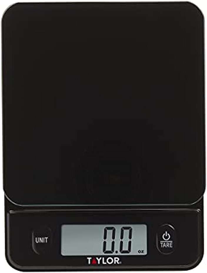 Taylor Glass Top Food Scale with Touch Controls, 11 lb Capacity, Sleek Black Design for Precision Food Measurement in Grams and Ounces - Image 1