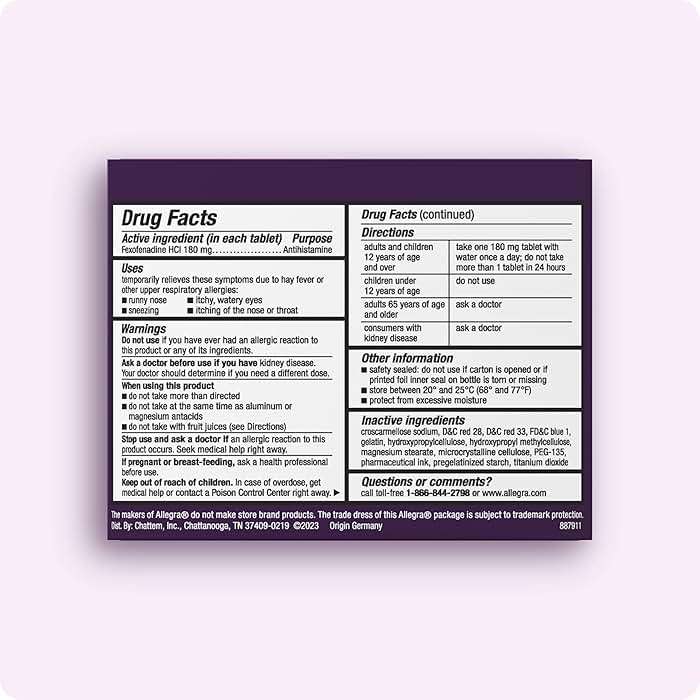 Allegra Adult 24-Hour Allergy Relief Gelcaps, Non-Drowsy Indoor and Outdoor Allergy Medicine, 180 mg Fexofenadine HCI Antihistamine Pill, 60-Count - Image 2