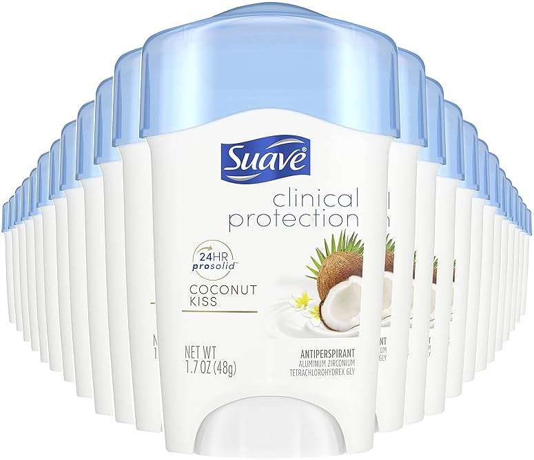 Suave Clinical Protection Coconut Kiss Soft Solid Antiperspirant Deodorant for Women, 48HR Sweat & Odor Control, Extra-Strength Underarm Deodorant, 24 Count, 1.7 OZ EA - Image 1