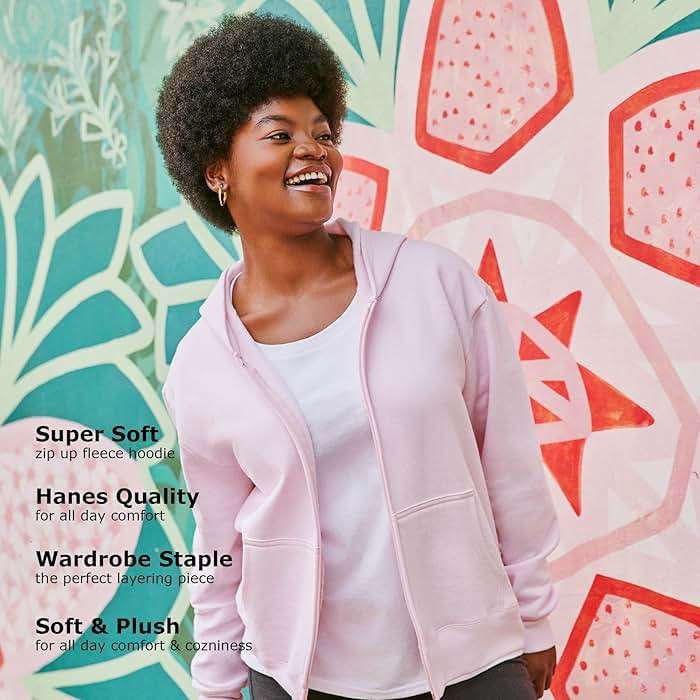 Hanes, Ecosmart Fleece Full Hoodie, Zip-up Hooded Sweatshirt for Women - Image 5