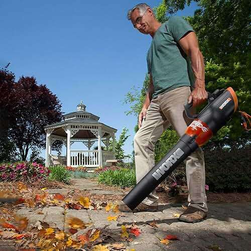 WORX 12 Amp Electric Leaf Blower, Turbine Blower for Lawn Care with 600 CFM & 2 Speed Control, Corded, WG520 - Image 2