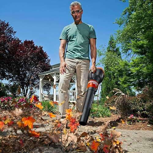 WORX 12 Amp Electric Leaf Blower, Turbine Blower for Lawn Care with 600 CFM & 2 Speed Control, Corded, WG520 - Image 3