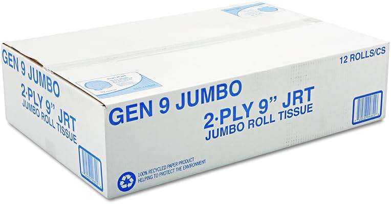 General Supply 9JUMBO Jumbo Roll Bath Tissue, 2-Ply, 9", White (Case of 12) - Image 3