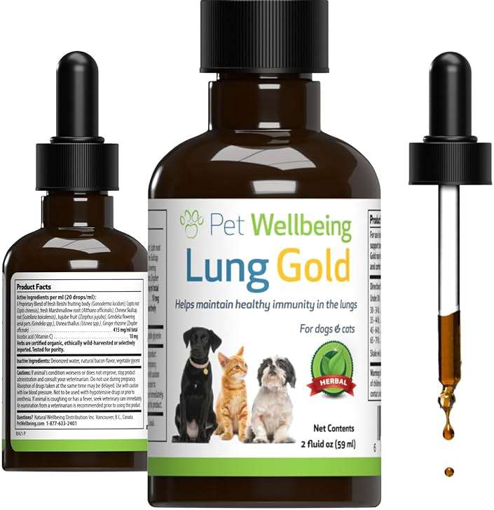 Pet Wellbeing Lung Gold for Dogs - Respiratory Support for Canine Lungs, Healthy Immune Defenses, Lower Respiratory Tract - NASC Certified & Vet-Formulated - 2 oz Liquid - Image 1
