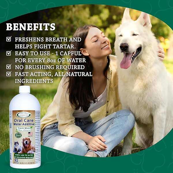 Mad About Organics Oral Care Water Additive for Cats & Dogs – Gentle Dental Support – Reduces Breath Odors, Promotes Gum Health – No Brushing – Convenient for Daily Use, Fresh Mint Flavor, 32 FL oz - Image 2