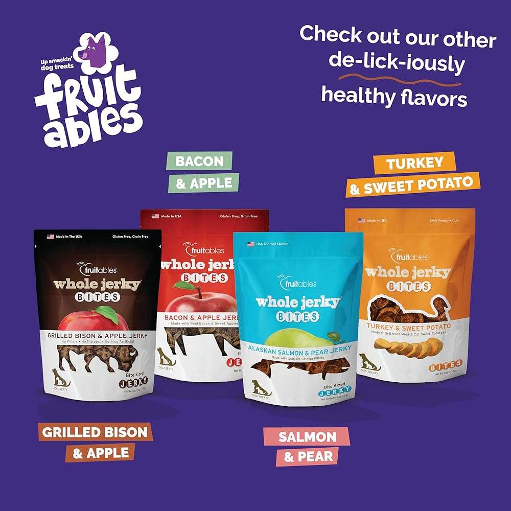 Fruitables Whole Jerky Bites, Healthy Dog Treats, Puppy Essentials, Jerky Dog Treats, Made in the USA, No Artificial Ingredients, Grilled Bison & Apple Flavor, 5oz - Image 7