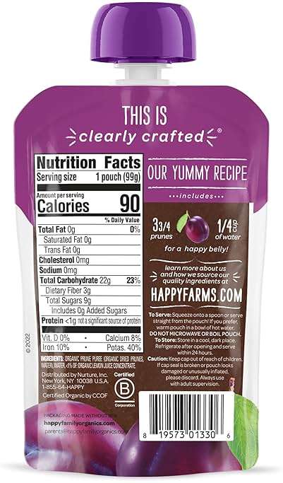 Happy Baby Organics Clearly Crafted Stage 1 Baby Food Pouches, Prunes, 3.5 Ounce Pouch (Pack of 16) - Image 2