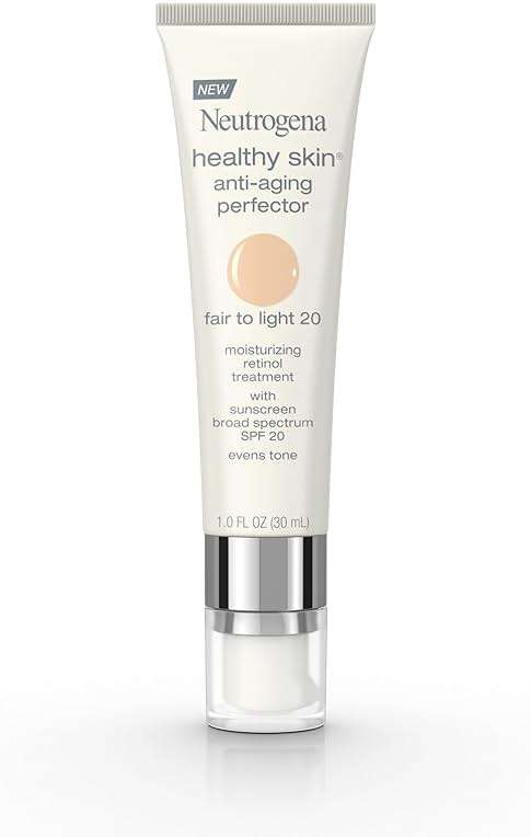 Neutrogena Retinol Treatment and Tinted Facial Moisturizer, Healthy Skin Anti-Aging Perfector with Broad Spectrum SPF 20 Sunscreen with Titanium Dioxide, 20 Fair to Light, 1 fl. oz - Image 1