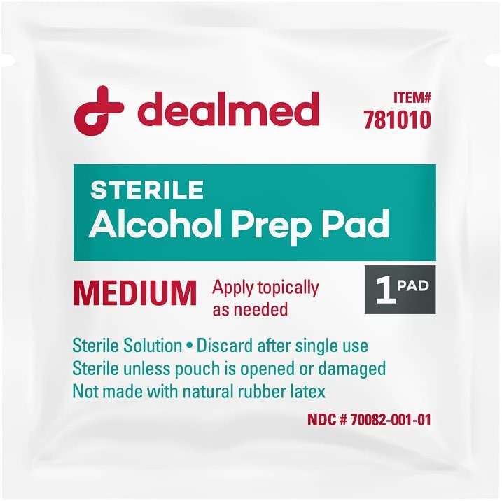 Dealmed 200 Sterile Alcohol Prep Pads Isopropyl Wipes Individually Wrapped Medium Square, 2-Ply for Cuts Scrapes and General Cleansing - Image 2