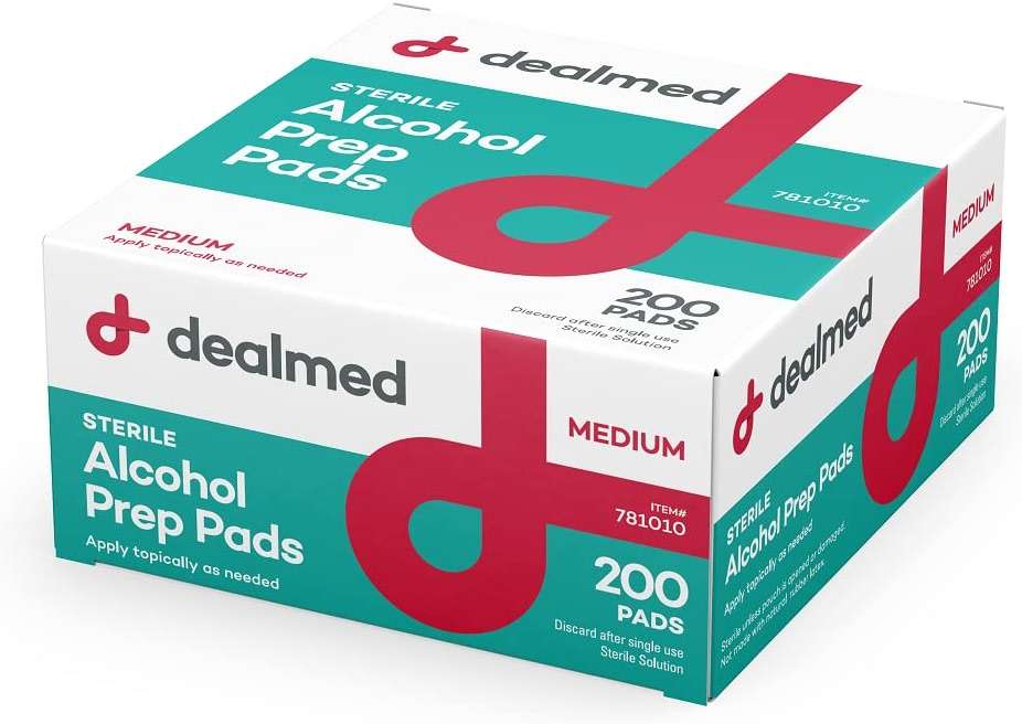 Dealmed 200 Sterile Alcohol Prep Pads Isopropyl Wipes Individually Wrapped Medium Square, 2-Ply for Cuts Scrapes and General Cleansing - Image 8