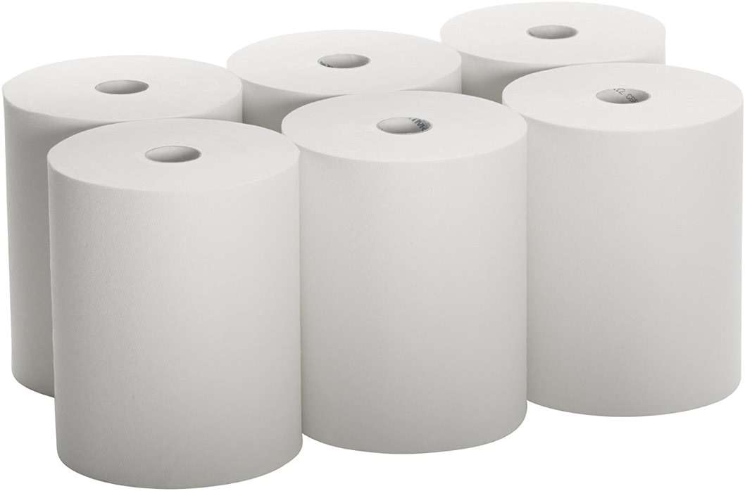 High Capacity TAD Towel rolls, 10" Roll, White, 6 Rolls Premium Quality Fits Touchless Automatic roll Towel Dispenser - Image 1