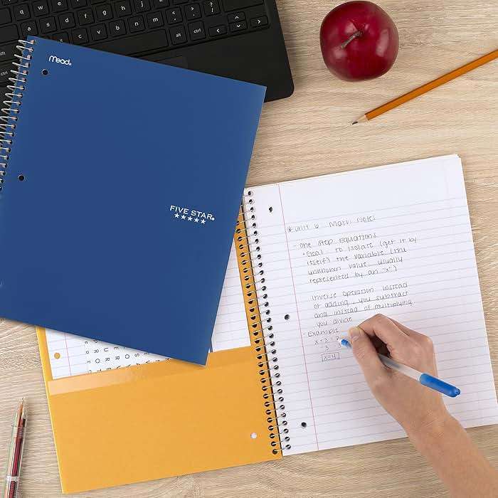 Five Star Spiral Notebook + Study App, 1 Subject, College Ruled Paper, 8.5" x 11", 100 Sheets, Assorted Colors, 6 Pack (820097) - Image 2