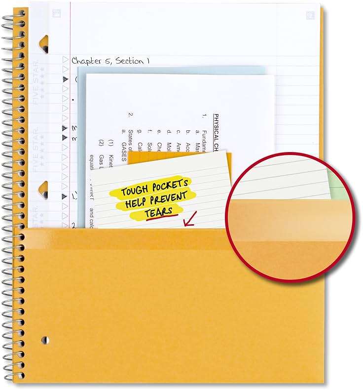 Five Star Spiral Notebook + Study App, 1 Subject, College Ruled Paper, 8.5" x 11", 100 Sheets, Assorted Colors, 6 Pack (820097) - Image 6