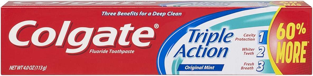 Colgate Triple Action Toothpaste, Mint - 4 ounce (Pack of 6) - Image 1