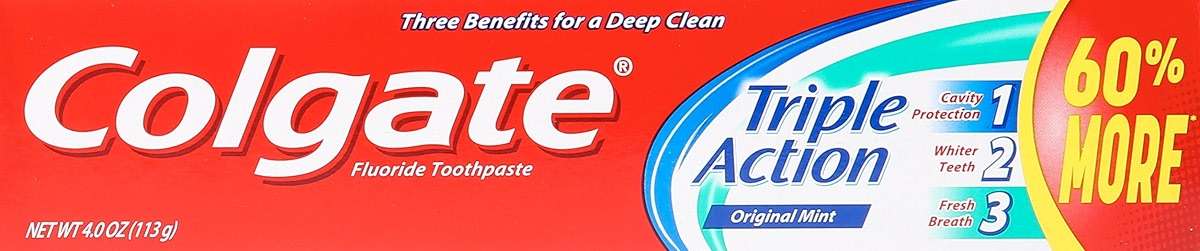 Colgate Triple Action Toothpaste, Mint - 4 ounce (Pack of 6) - Image 2