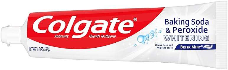 Colgate Baking Soda & Peroxide Toothpaste - Whitens Teeth, Fights Cavities & Removes Stains, Brisk Mint, 6 Ounce (Pack of 2) - Image 2
