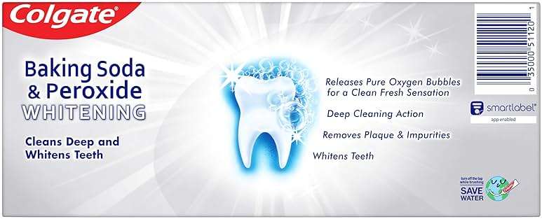 Colgate Baking Soda & Peroxide Toothpaste - Whitens Teeth, Fights Cavities & Removes Stains, Brisk Mint, 6 Ounce (Pack of 2) - Image 3