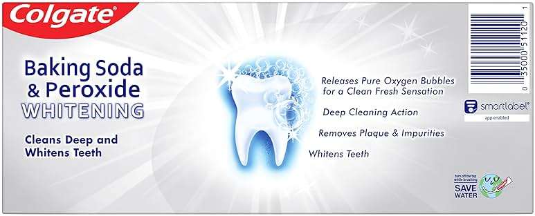 Colgate Baking Soda & Peroxide Toothpaste - Whitens Teeth, Fights Cavities & Removes Stains, Brisk Mint, 6 Ounce (Pack of 2) - Image 4