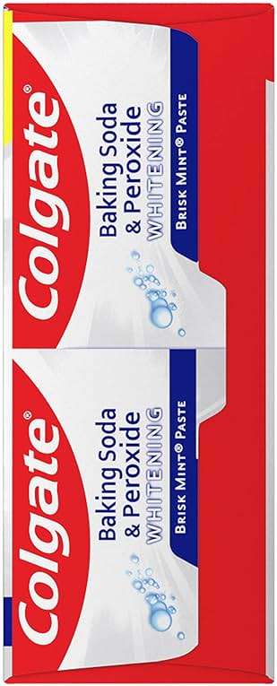 Colgate Baking Soda & Peroxide Toothpaste - Whitens Teeth, Fights Cavities & Removes Stains, Brisk Mint, 6 Ounce (Pack of 2) - Image 6