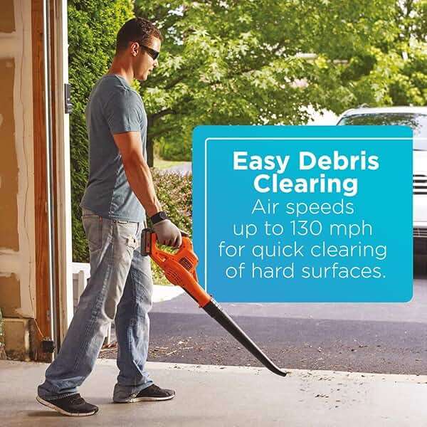 BLACK+DECKER Cordless Leaf Blower with Battery and Charger 20V MAX, Electric Leaf Blower 130 mph Air Speed, Lightweight Design (LSW221) - Image 2