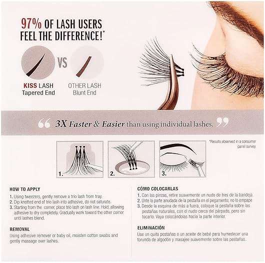 Kiss Looks So Natural Trio Cluster Lashes, 30 Short & Medium Lengths, Trim to Fit, 12mm, Easier to Apply than Individual Clusters, Lightweight, Tapered End Technology, Reusable with Proper Care | Trim to Fit, Easier to Apply than Individual Clusters, Lightweight, Tapered End Technology, Reusable with Proper Care - Image 2