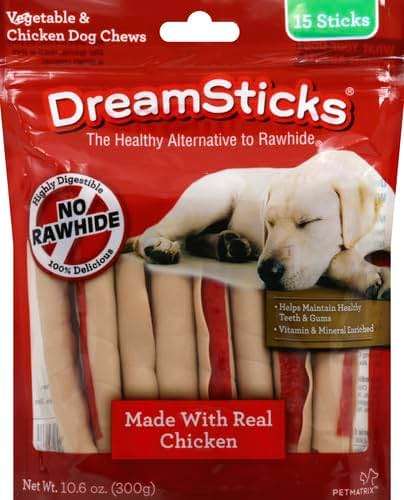 DreamBone Chicken Wrapped Mini Stick Dog Treats, Daily Rawhide-Free Chew, Digests Safely and Completely, With Real Protein, Chicken and Veggies, 15 count - Image 2
