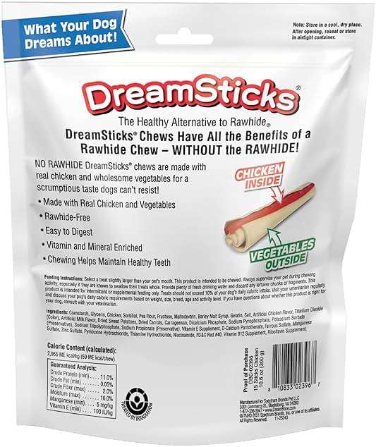 DreamBone Chicken Wrapped Mini Stick Dog Treats, Daily Rawhide-Free Chew, Digests Safely and Completely, With Real Protein, Chicken and Veggies, 15 count - Image 3