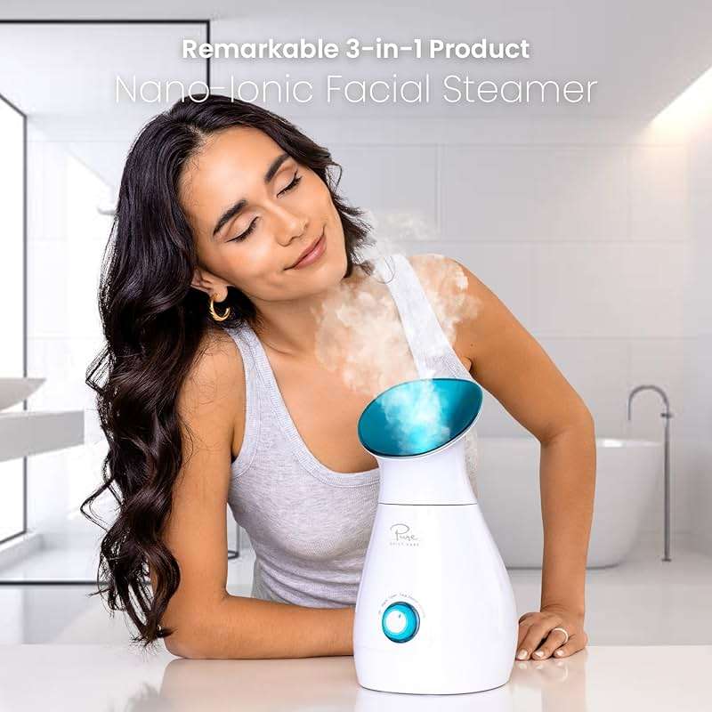 Pure Daily Care NanoSteamer Large 3-in-1 Nano Ionic Facial Steamer with Precise Temp Control - Humidifier - Unclogs Pores - Blackheads - Spa Quality - Bonus 5 Piece Stainless Steel Skin Kit (Teal) - Image 5