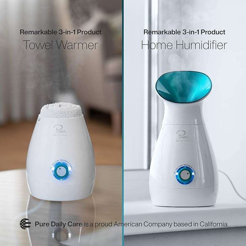Pure Daily Care NanoSteamer Large 3-in-1 Nano Ionic Facial Steamer with Precise Temp Control - Humidifier - Unclogs Pores - Blackheads - Spa Quality - Bonus 5 Piece Stainless Steel Skin Kit (Teal) - Image 6