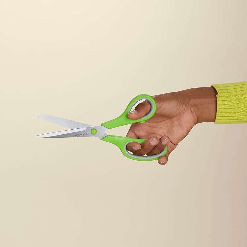 Amazon Basics Multipurpose Stainless Steel Scissors for Office, Crafts, Right/Left Handed, Comfort Grip, PVD Coated, 3-Pack, Multicolor - Image 2