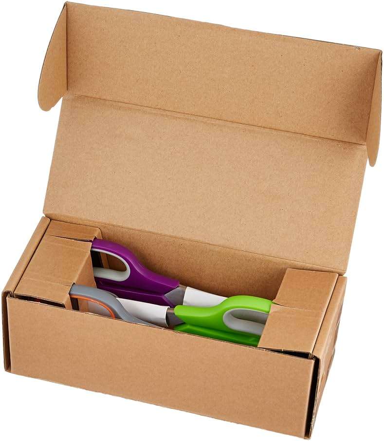 Amazon Basics Multipurpose Stainless Steel Scissors for Office, Crafts, Right/Left Handed, Comfort Grip, PVD Coated, 3-Pack, Multicolor - Image 6