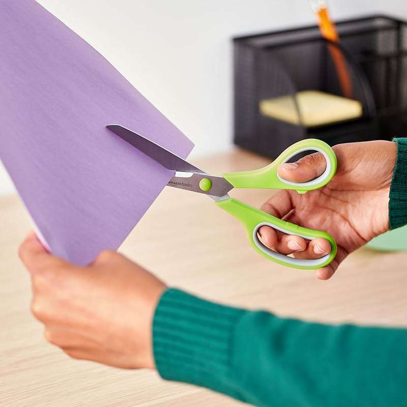 Amazon Basics Multipurpose Stainless Steel Scissors for Office, Crafts, Right/Left Handed, Comfort Grip, PVD Coated, 3-Pack, Multicolor - Image 8