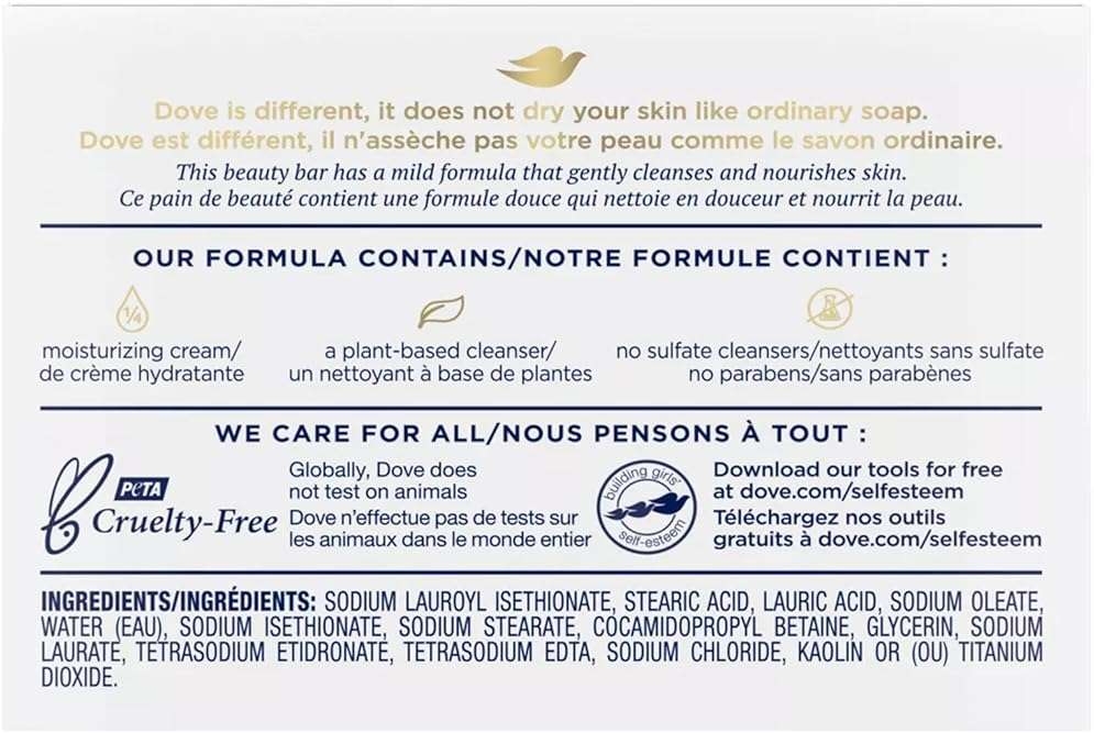 Dove Beauty Bar Soap, Sensitive Skin 2-Size Variety 3-Pack with Moisturizing Cream for Soft, Smooth Skin, Hypoallergenic, Fragrance-Free - Image 8