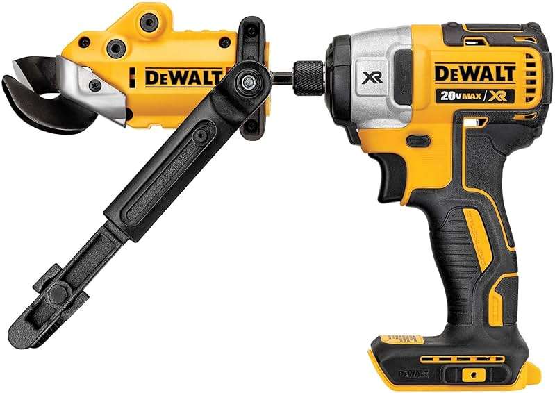 DEWALT Metal Shear/Cutter Drill Attachment, Impact Ready, 360 Degree Pivoting Head, Cuts 18GA Material (DWASHRIR)(Yellow, Black) - Image 11