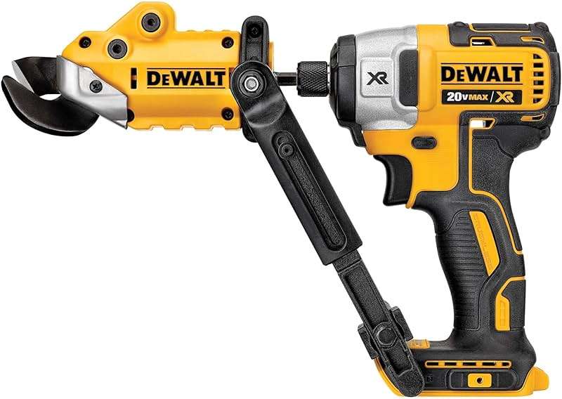 DEWALT Metal Shear/Cutter Drill Attachment, Impact Ready, 360 Degree Pivoting Head, Cuts 18GA Material (DWASHRIR)(Yellow, Black) - Image 12